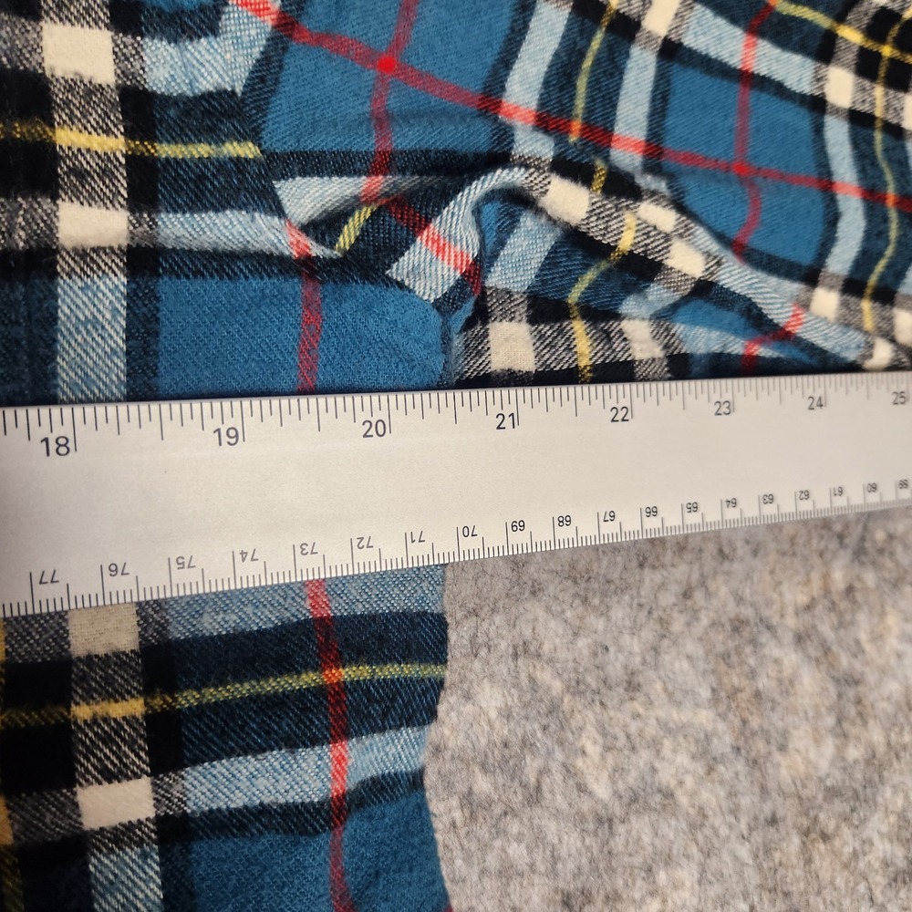 LL Bean Pajama Flannel Shirt Men S Reg Blue Scotch Plaid Long Sleeve Button Up - Picture 6 of 6